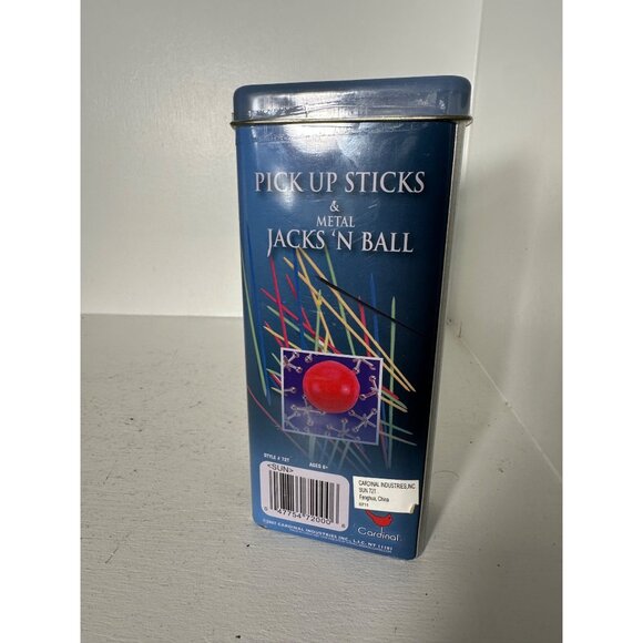 Classic Games Metal Pick Up Sticks & Jacks N Ball Set In Tin Case Ages 6+ By Car - Picture 4 of 5